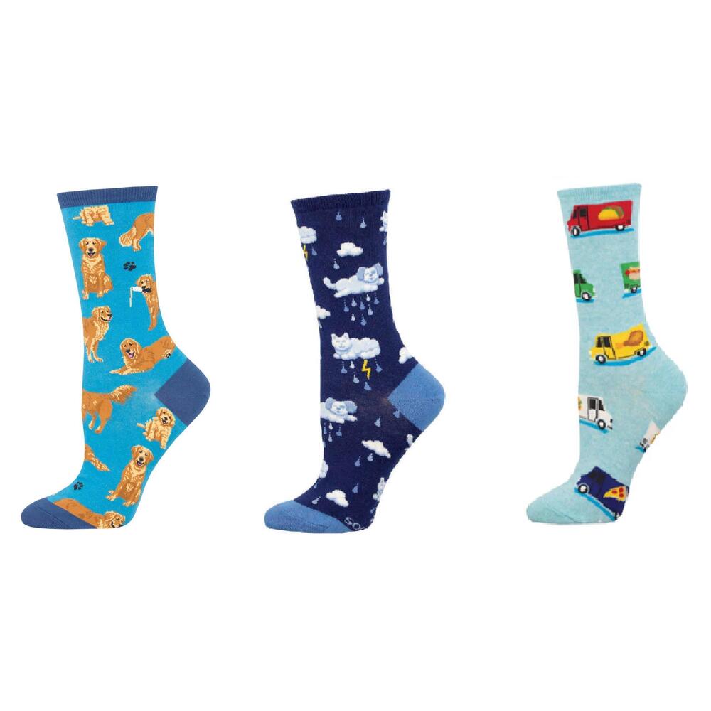 NEW SOCKSMITH women's golden retrievers & raining cats and dogs & food truck soc